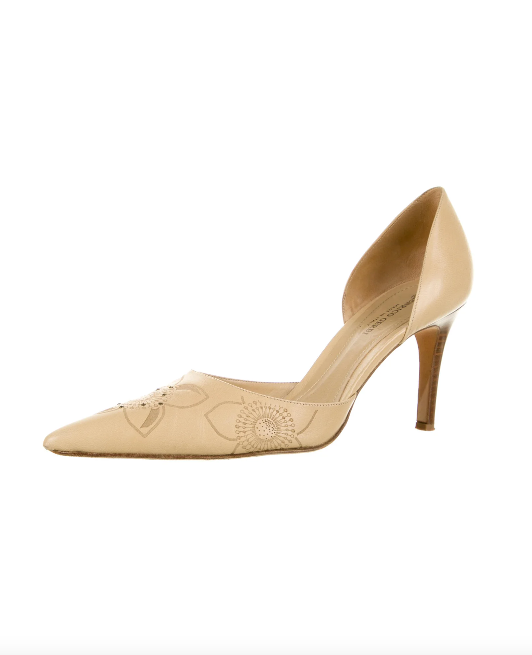 Enrico Cuini Leather Studded Beige Heels