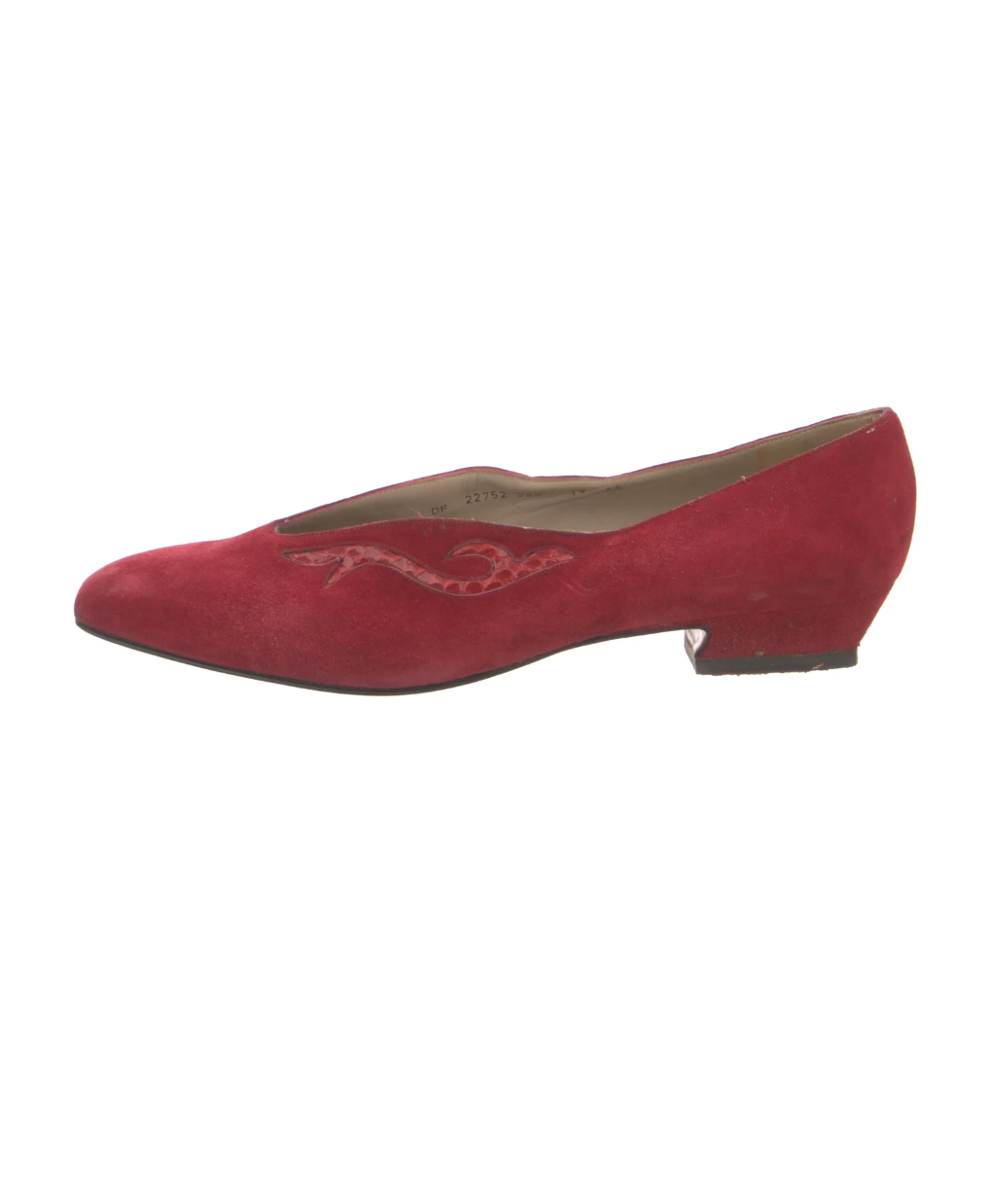 Salvatore Ferragamo Red Suede Snake Flats