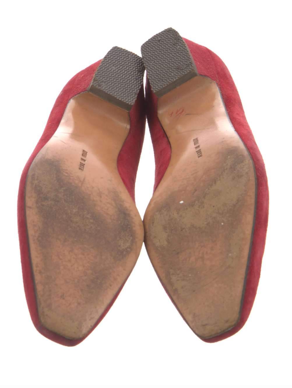 Salvatore Ferragamo Red Suede Snake Flats