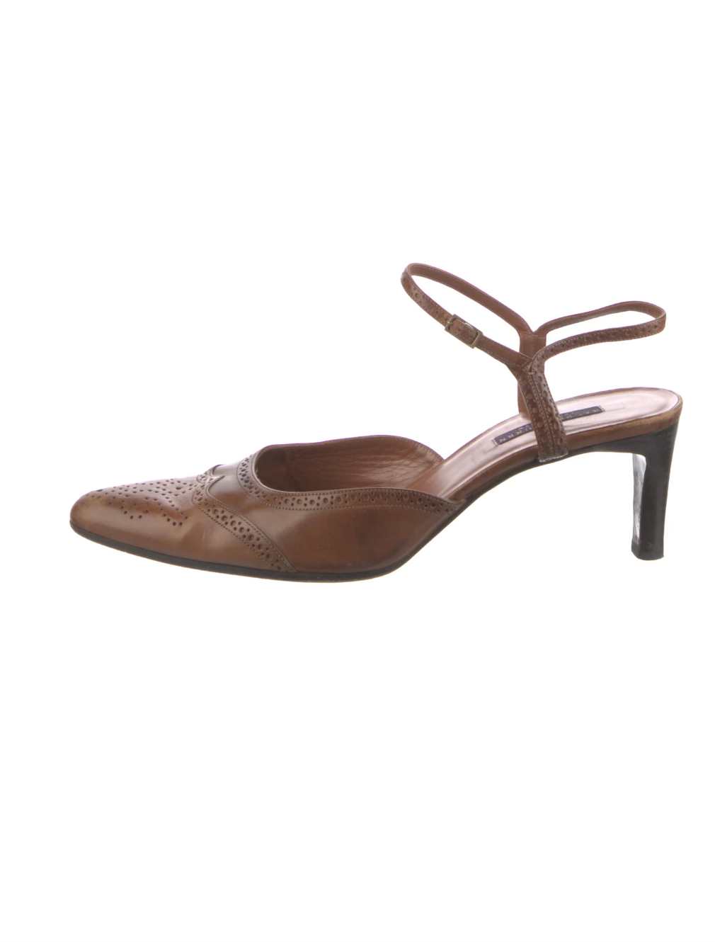 Ralph Lauren Brown Leather Slingback Heels