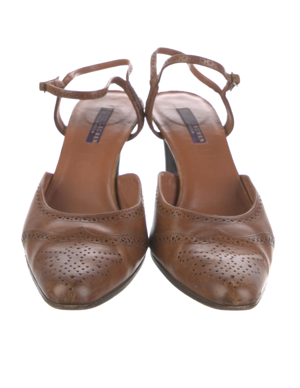 Ralph Lauren Brown Leather Slingback Heels