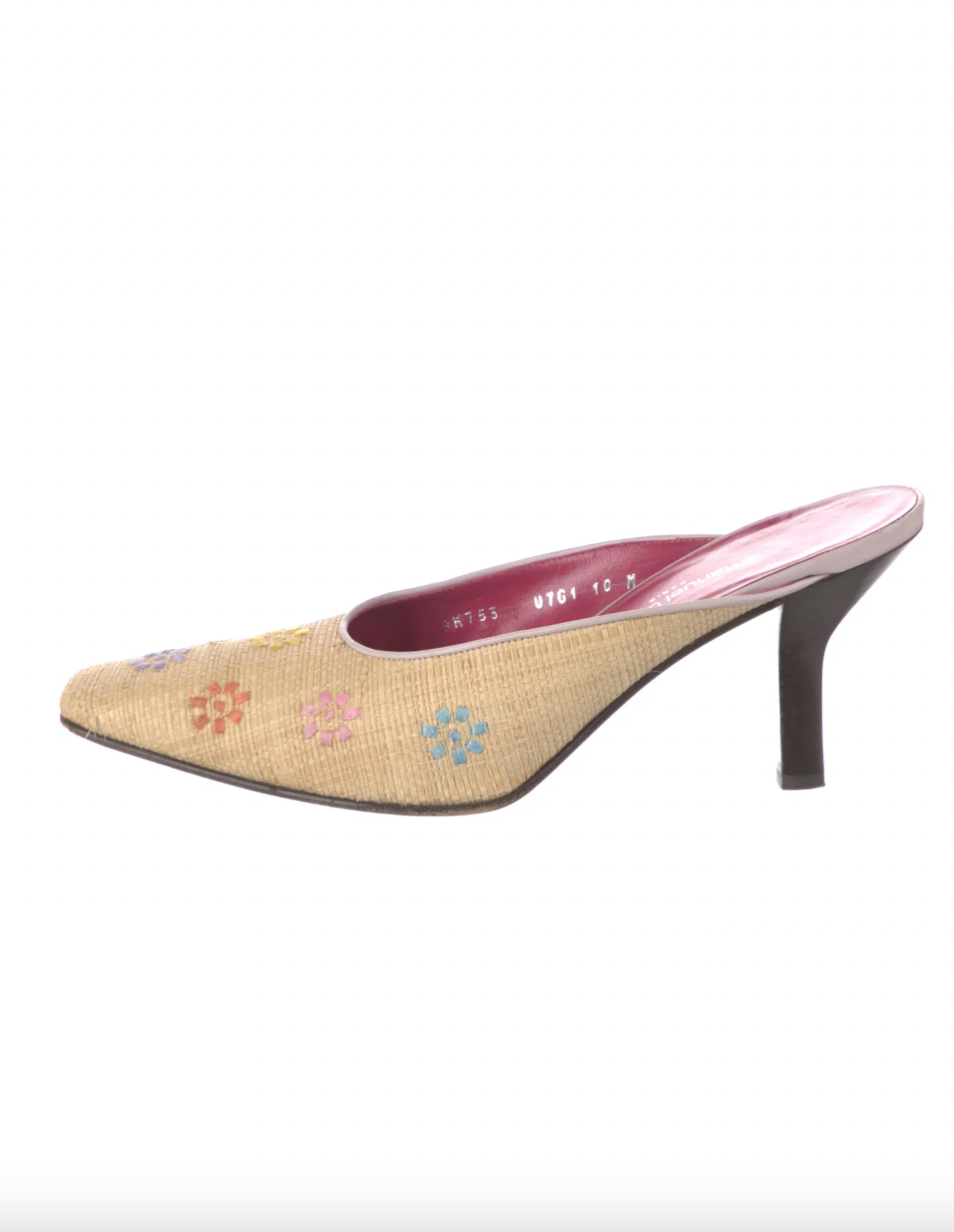 Emanuel Ungaro Straw Floral Heels