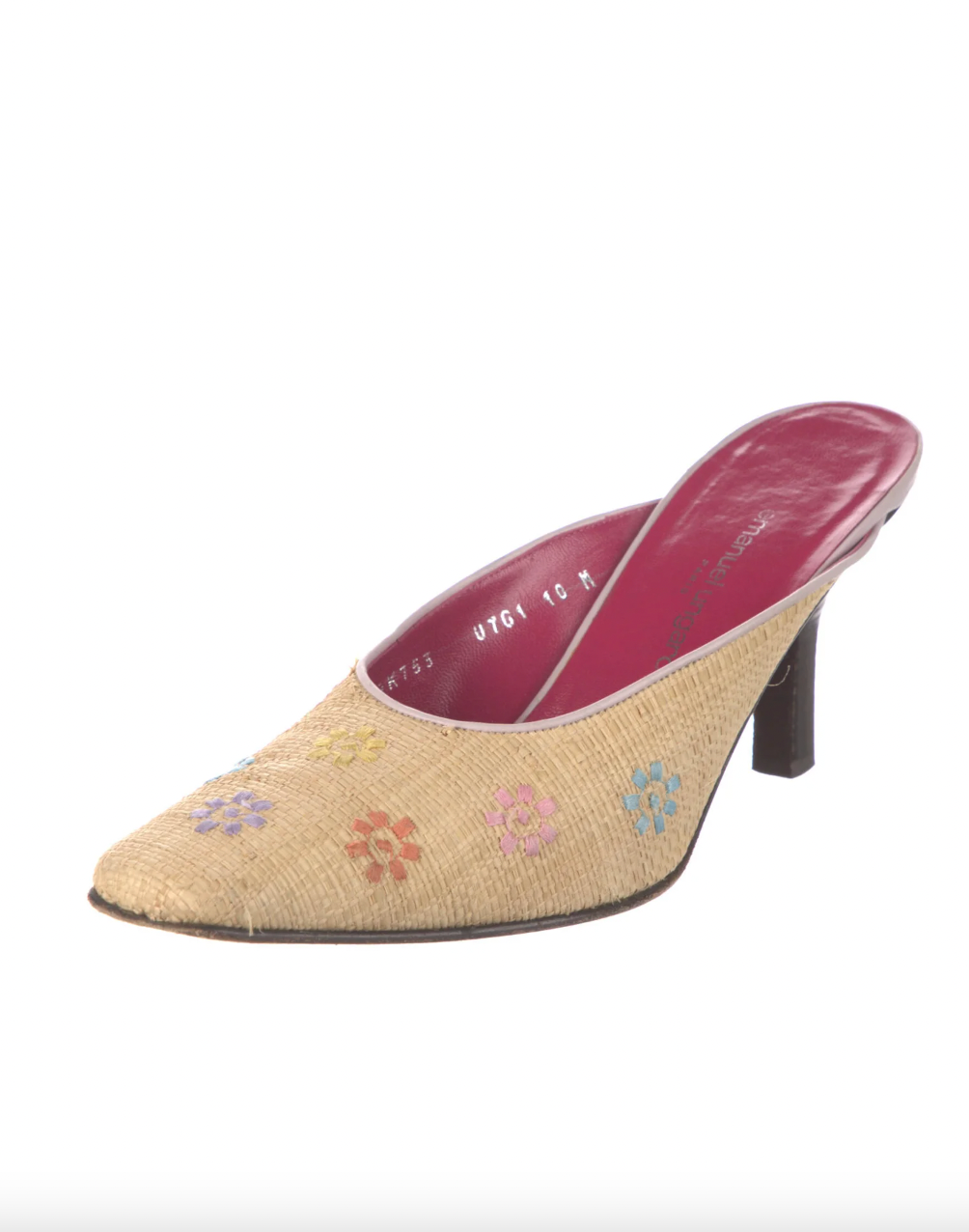 Emanuel Ungaro Straw Floral Heels