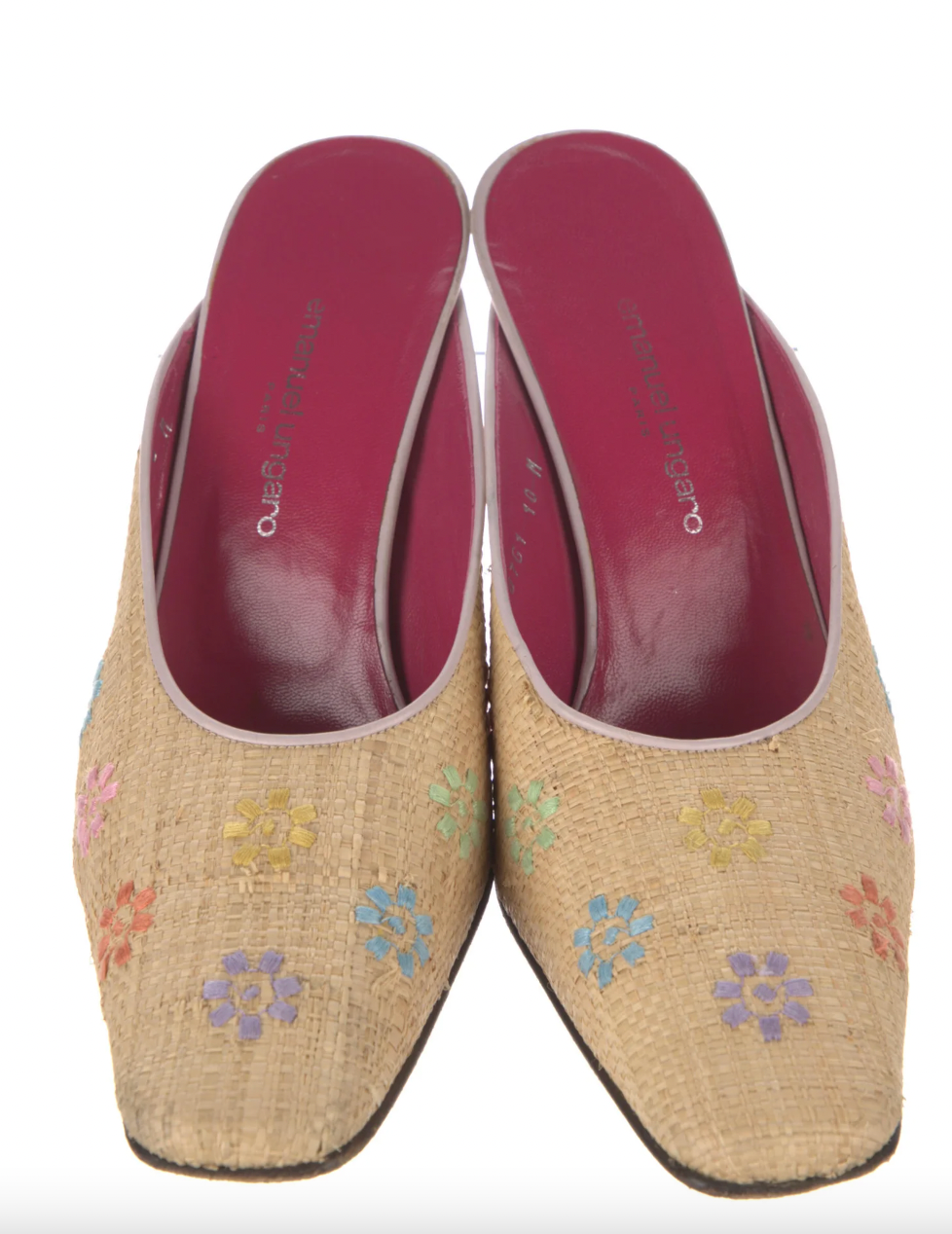 Emanuel Ungaro Straw Floral Heels