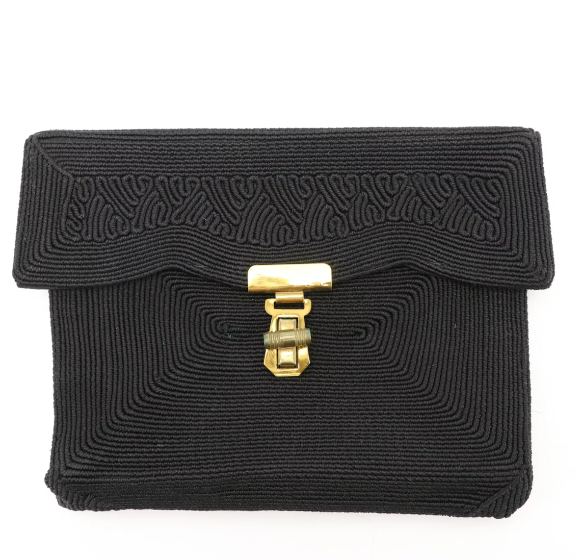 Black Woven Coil Clutch Bag