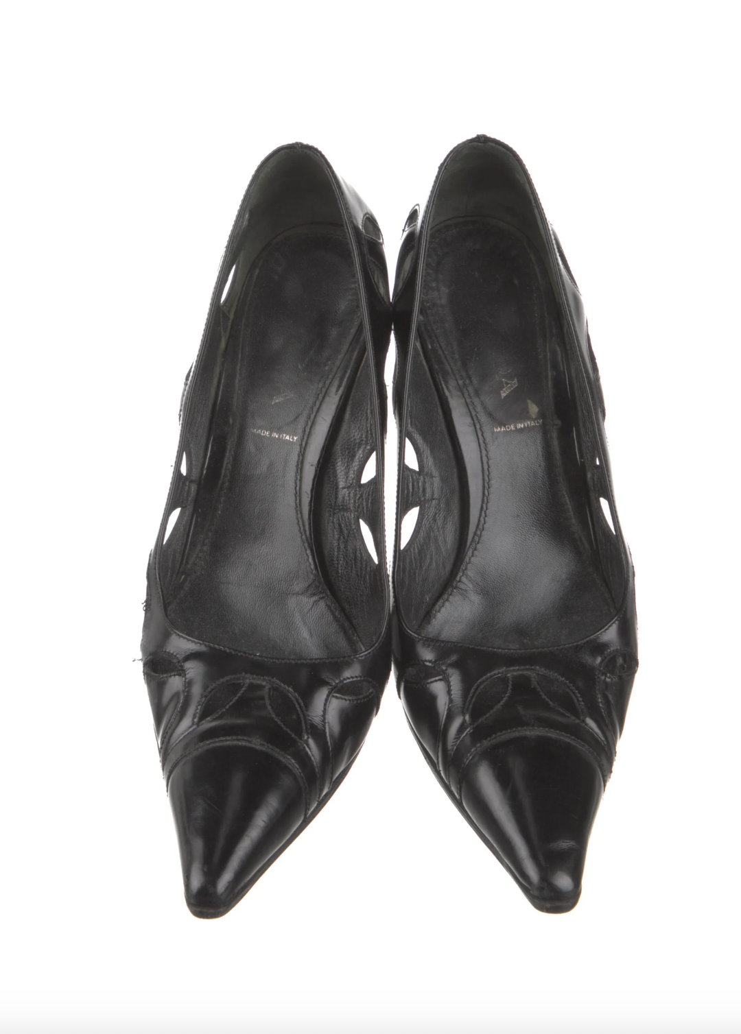 Prada Black Leather Cut Out Heels - 10