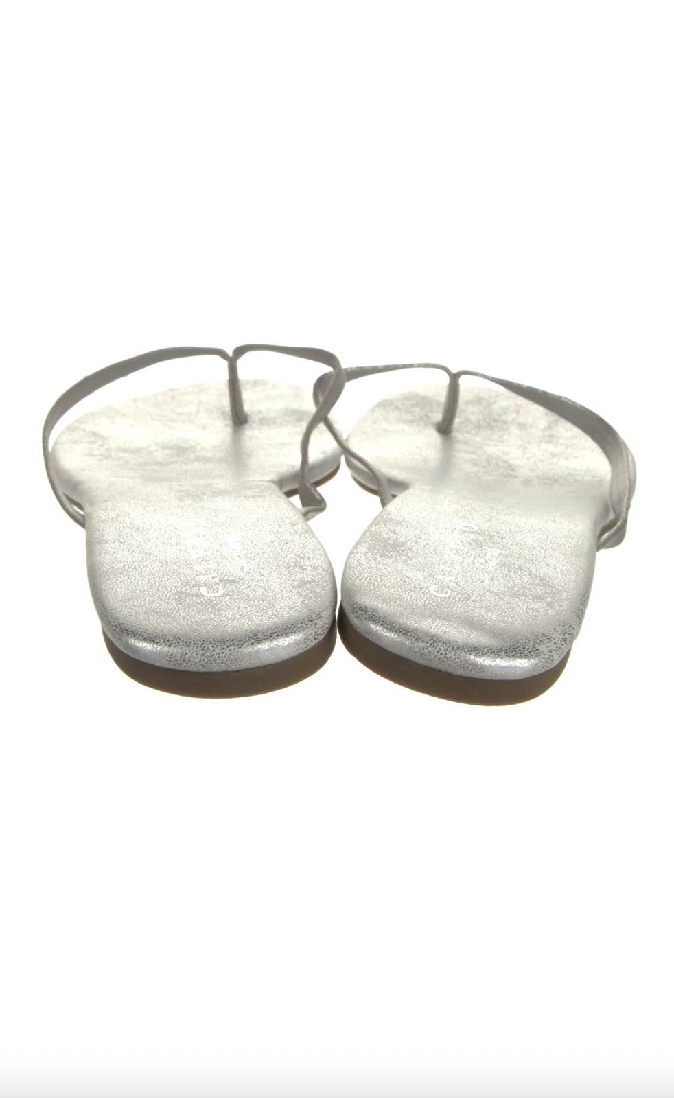 Calypso St. Barth Silver Leather Penny Flip Flops - 10