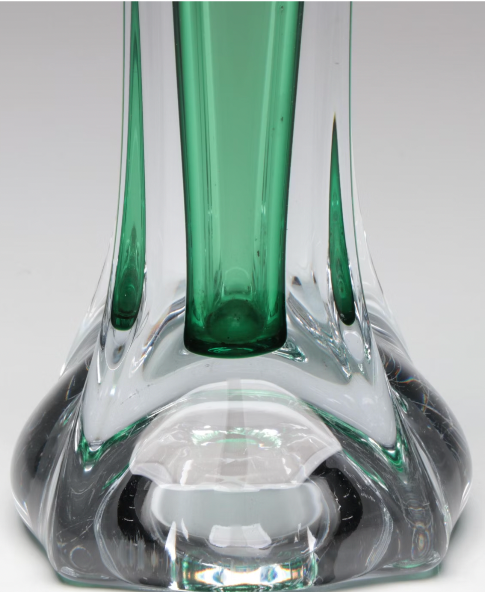 Green Fluted Glass Vase