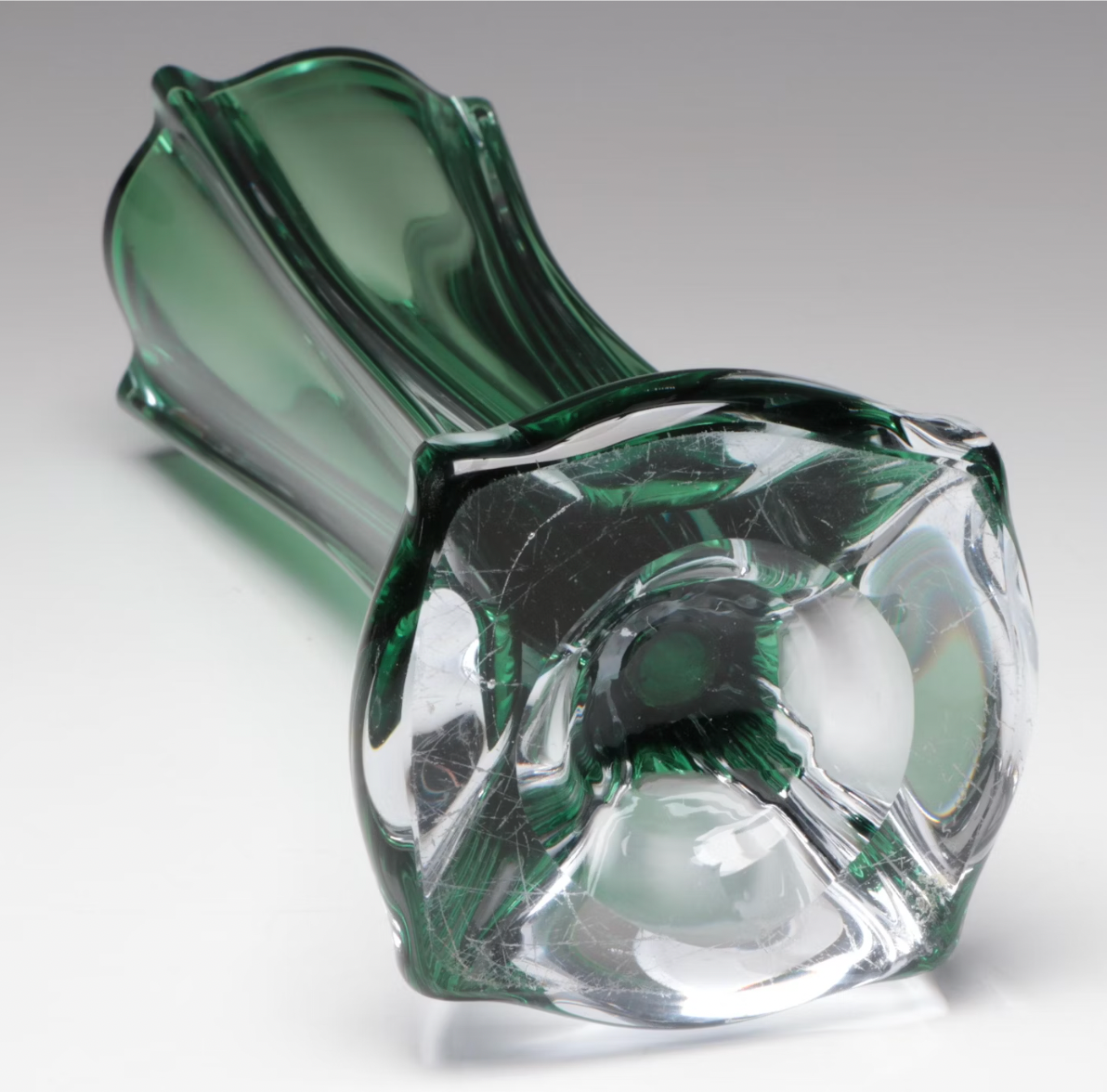 Green Fluted Glass Vase