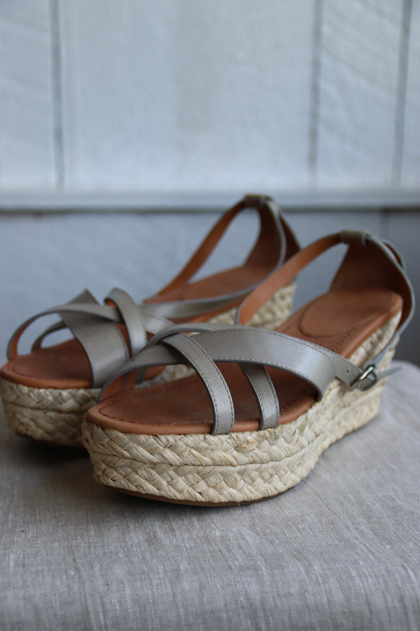 Armani Grey Leather Platform Heels