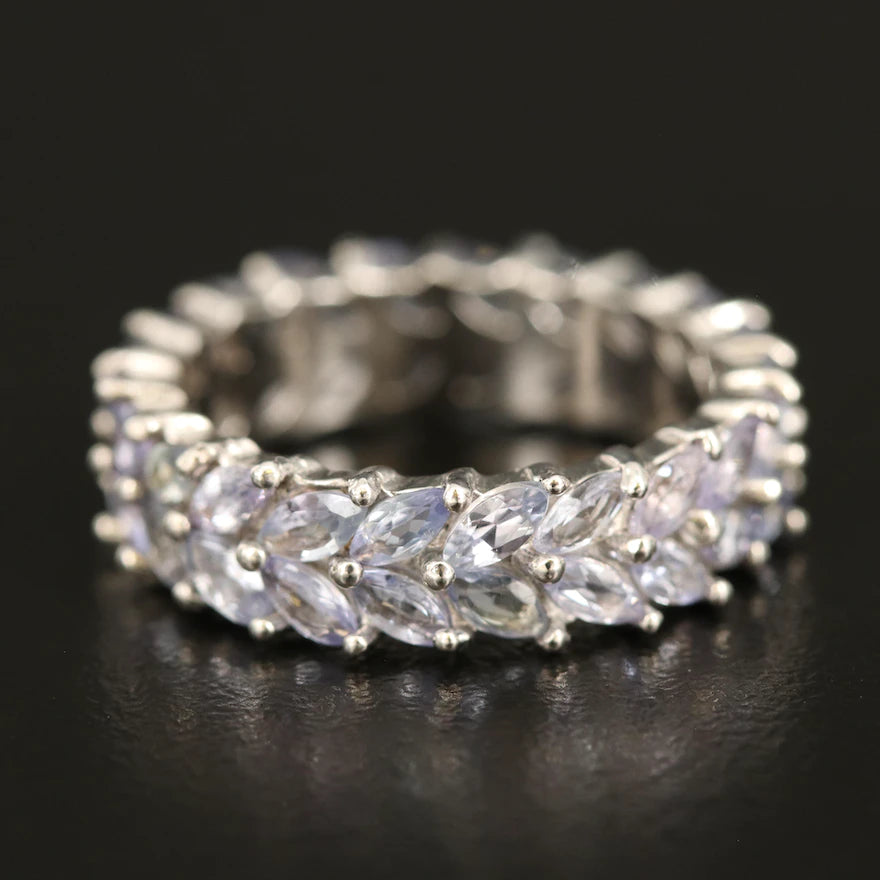 Sterling Silver Tanzanite Double Row Eternity Band