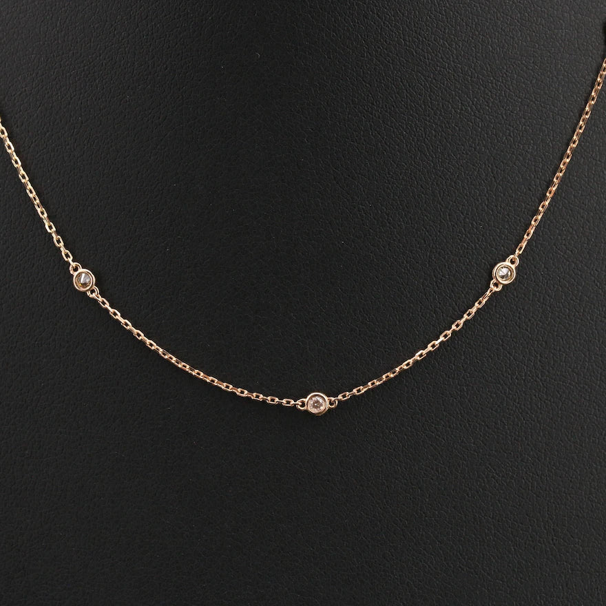 Bezel Set Diamond Station Necklace