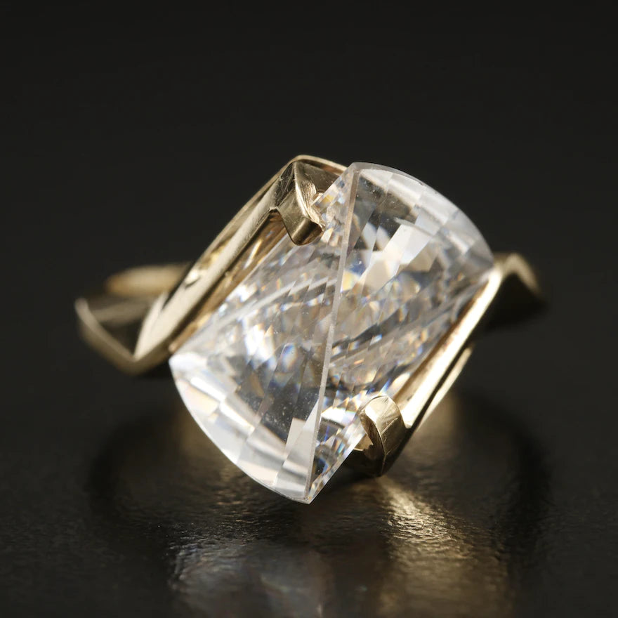 Fantasy Cut Cubic Zirconia Ring - 10K