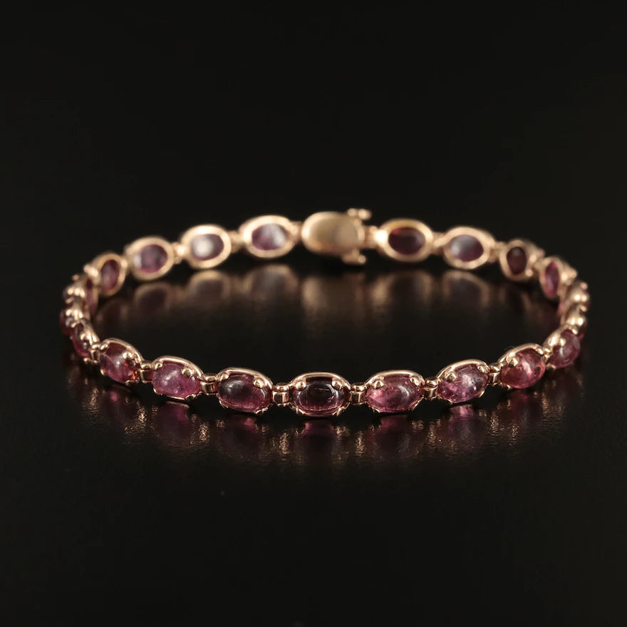 Rose Gold Pink Tourmaline Line Bracelet - 9K