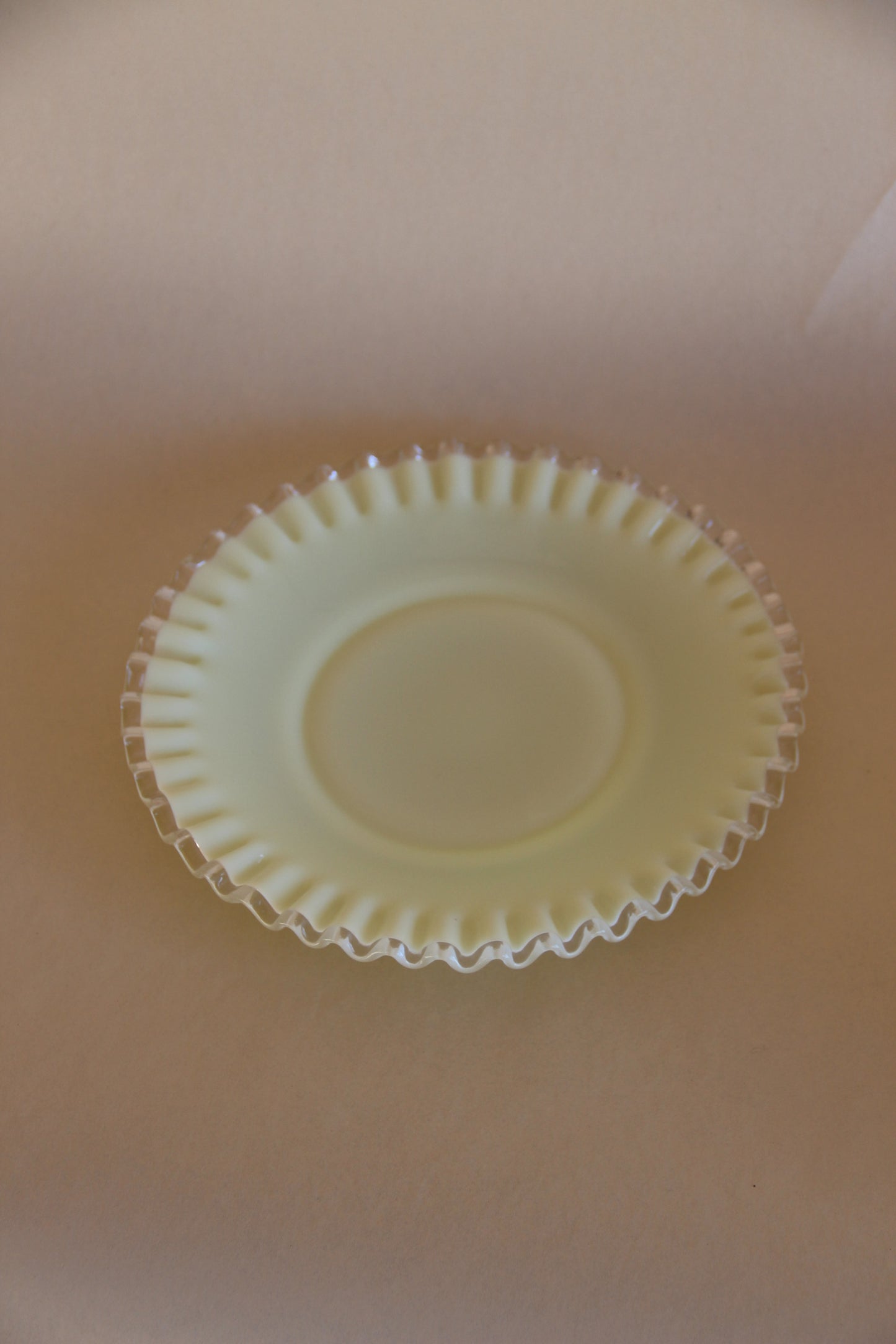 Set of Fenton Glass Silver Crest Opalescent Yellow Milk Glass Plates and Bowls