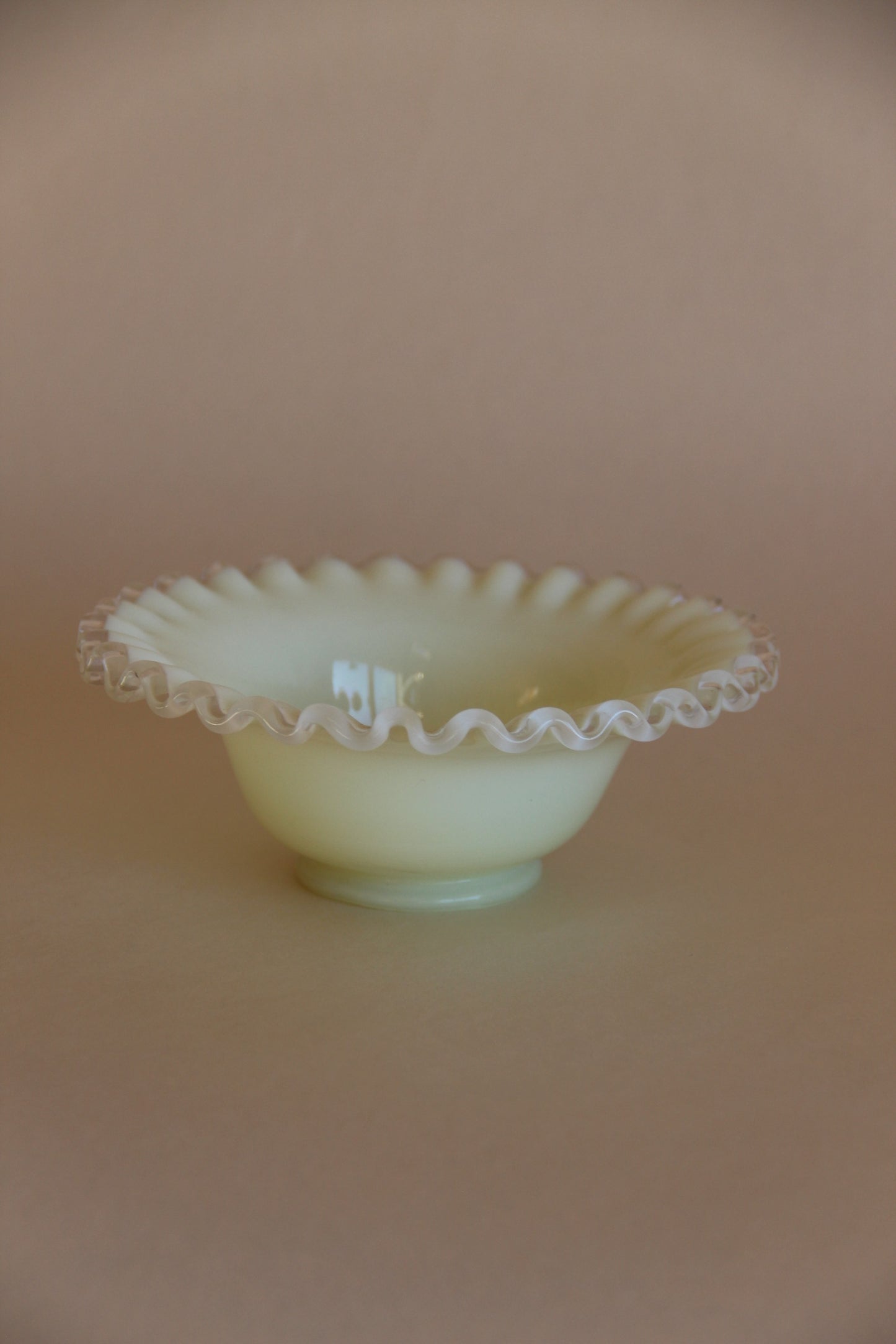Set of Fenton Glass Silver Crest Opalescent Yellow Milk Glass Plates and Bowls