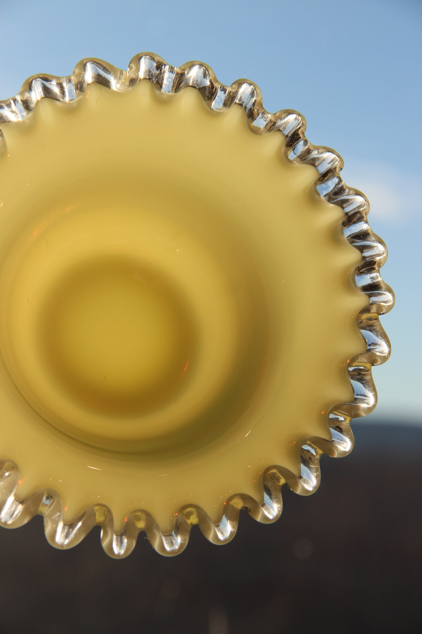 Set of Fenton Glass Silver Crest Opalescent Yellow Milk Glass Plates and Bowls