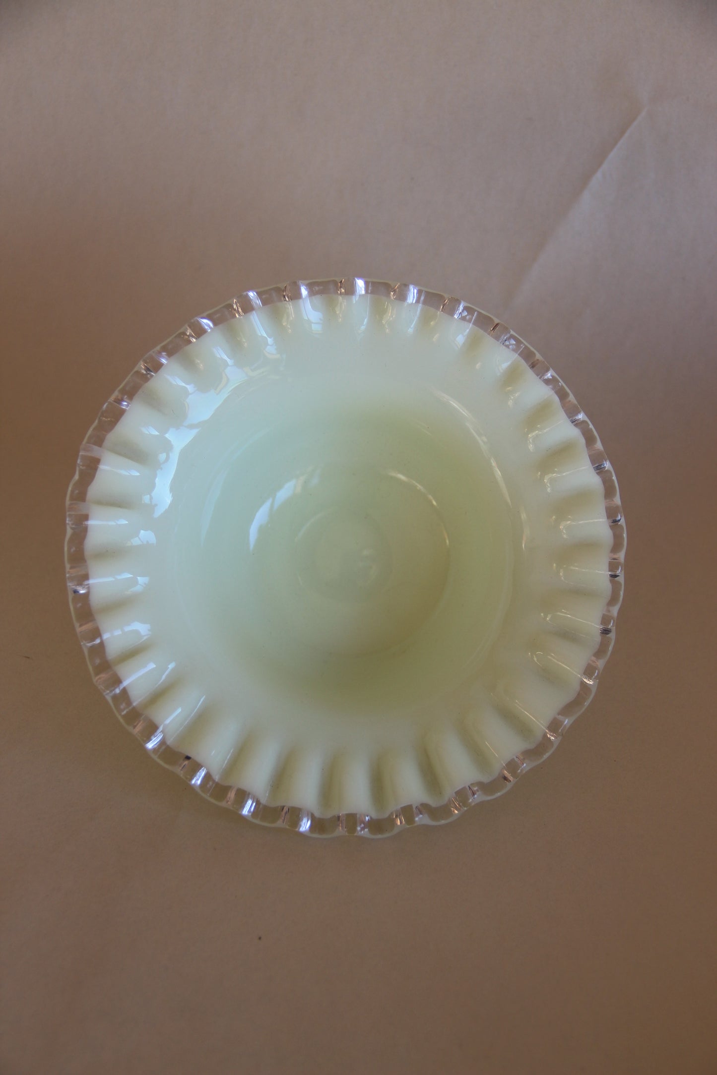 Set of Fenton Glass Silver Crest Opalescent Yellow Milk Glass Plates and Bowls