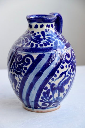 Vintage 70s Hand Painted Ceramic Pitcher