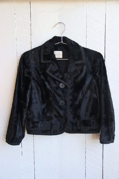 I. Magnin Black Fur Cropped Jacket