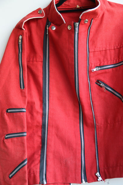 Vintage Red Asymmetrical Jacket