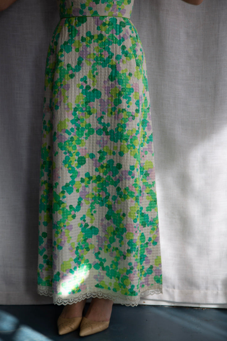 Harold Grant Green Quilt Maxi Dress - 1970s