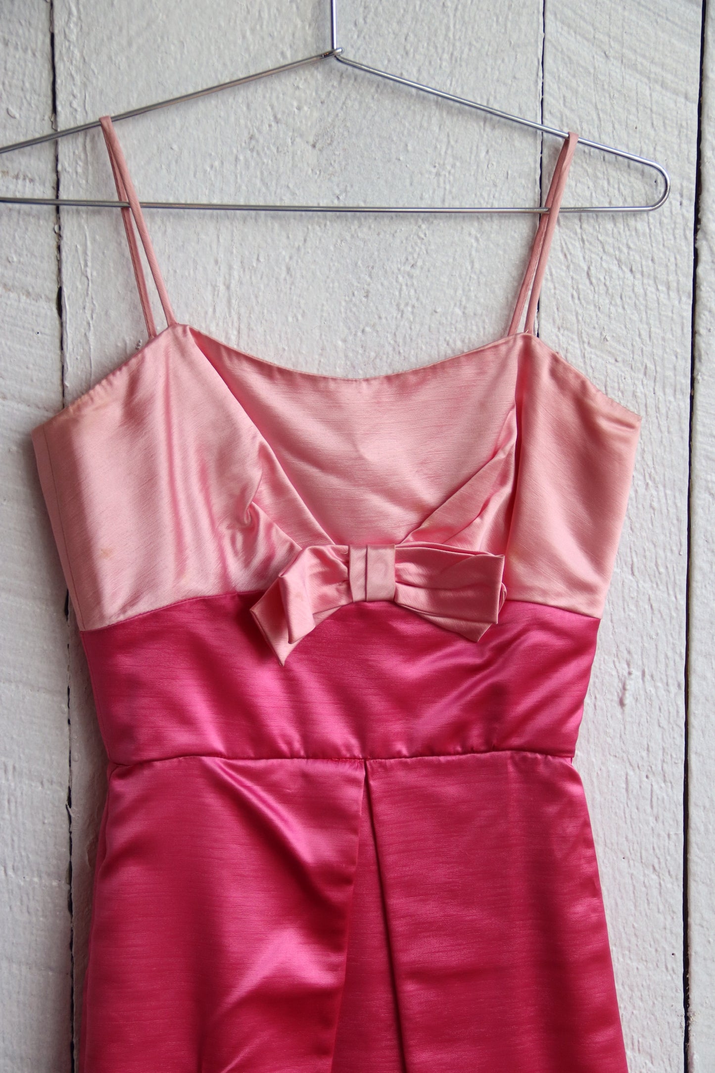 Vintage 60s Harry Keiser Pink Satin Evening Gown with Wrap Stole