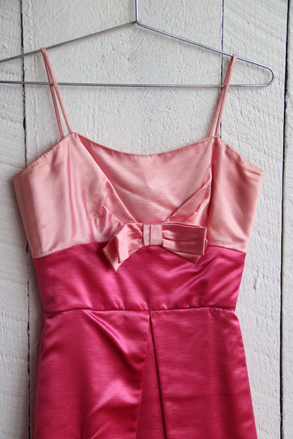 Vintage 60s Harry Keiser Pink Satin Evening Gown with Wrap Stole