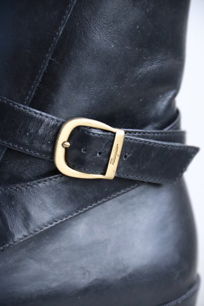 Ferragamo Black Leather Boots - 10