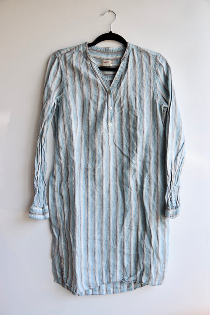 Faherty "Kraine" blue striped linen shirt dress