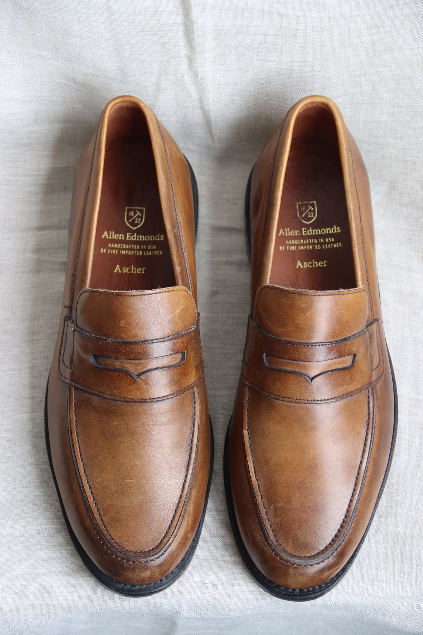 Allen Edmonds Ascher Brown Leather Loafers - 9.5