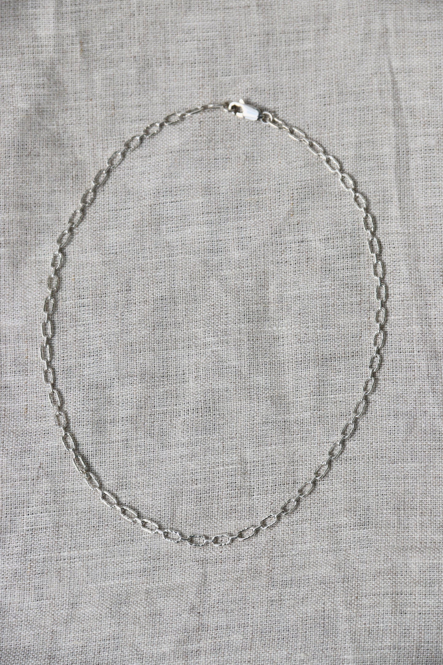 Sterling Silver Hammered Oval Chain Necklace