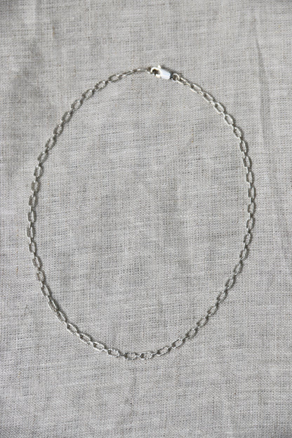Sterling Silver Hammered Oval Chain Necklace