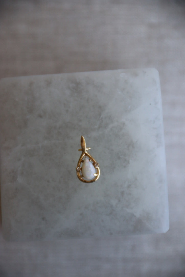 Opal and Diamond Pendant - 14K