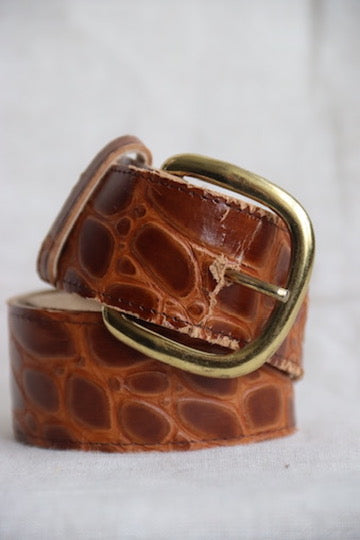 Brown Printed Leather Belt