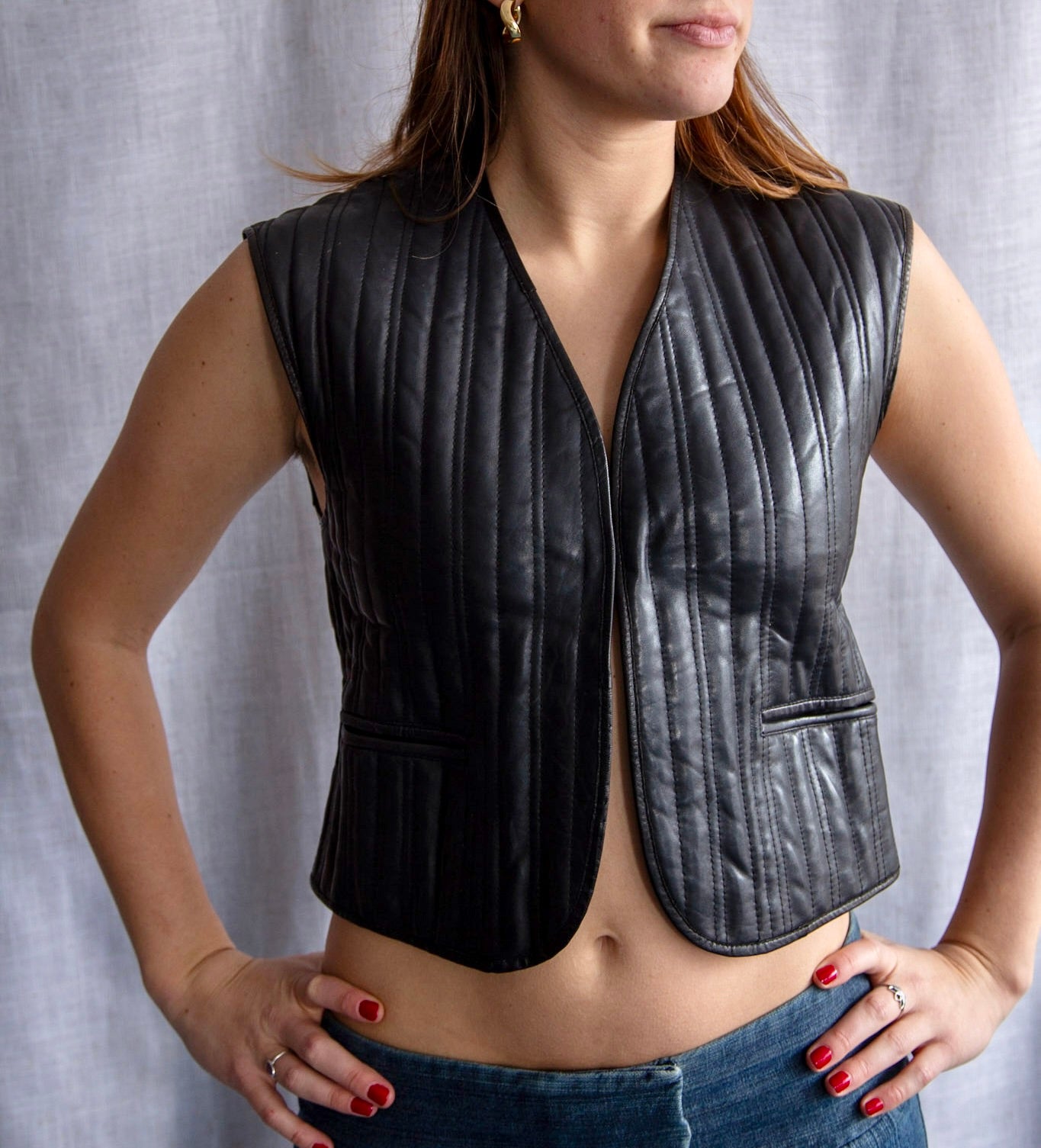 Black Reversible Leather Vest