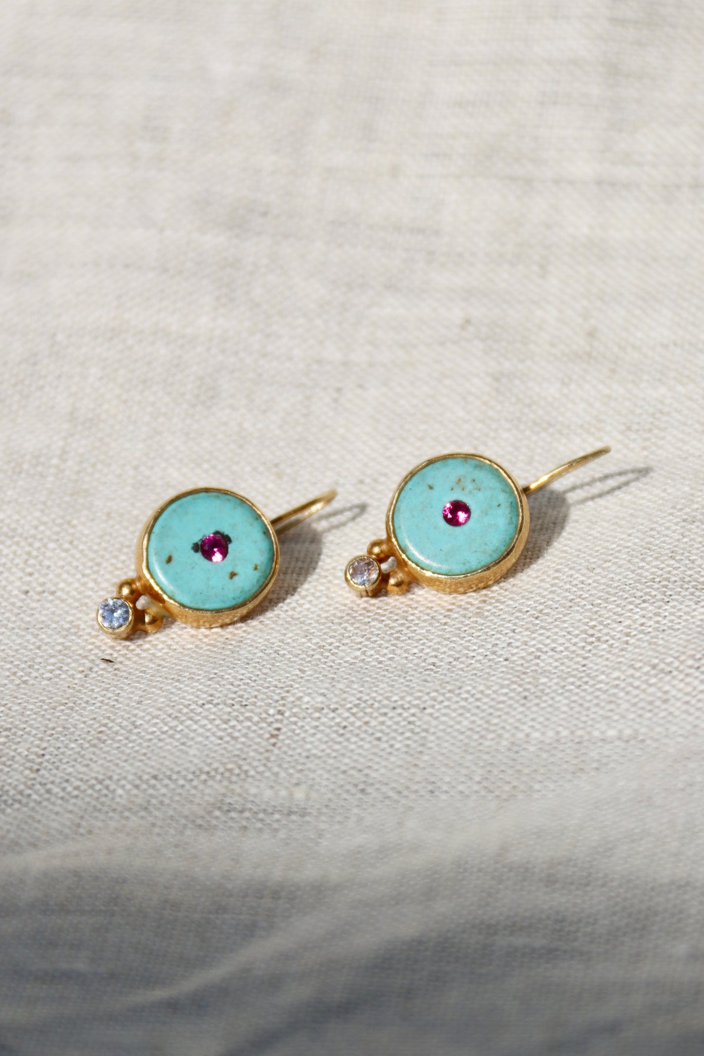 Faux Turquoise and Rhinestone Earrings
