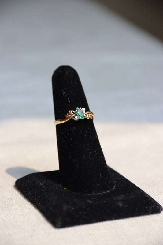 14K Emerald and Diamond Ring