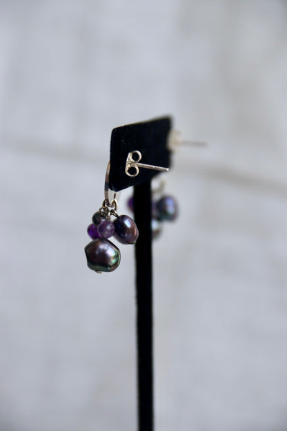 Sterling Silver Purple Bead Earrings