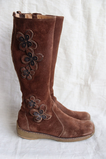 Eric Michael Brown Flower Leather Boots