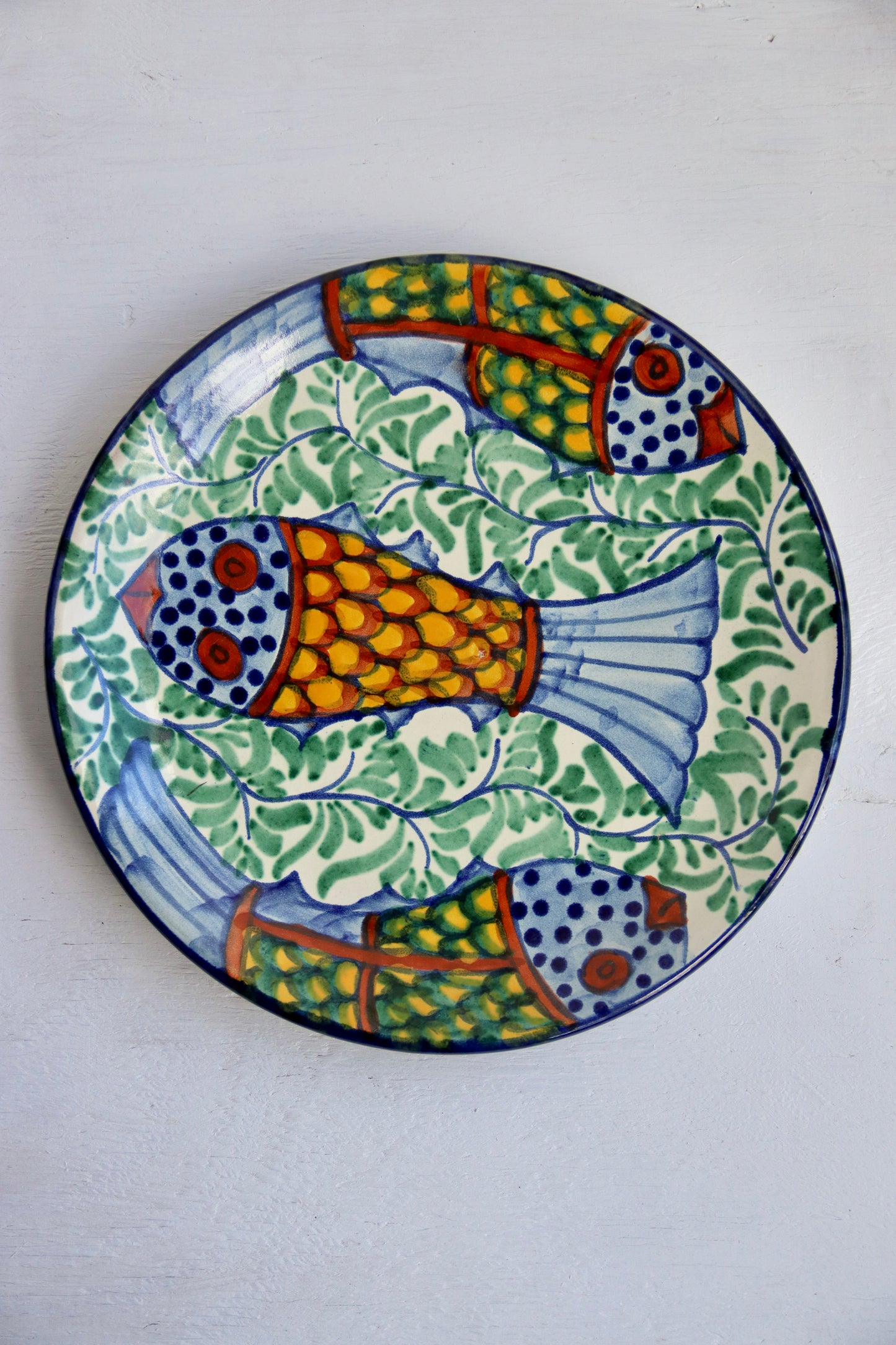 Mexican Hand Painted Fish Design Ceramic Plate