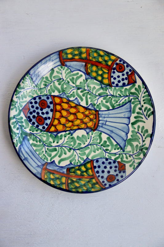 Mexican Hand Painted Fish Design Ceramic Plate