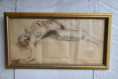 Framed Sketch of Nude Figure