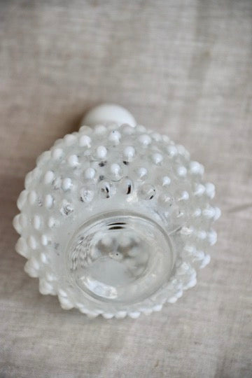 Vintage Fenton White Hobnail Decanter Perfume Bottle With Top