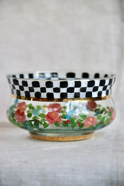 Mackenzie Childs Courtly Circus Rose Glass Bowl