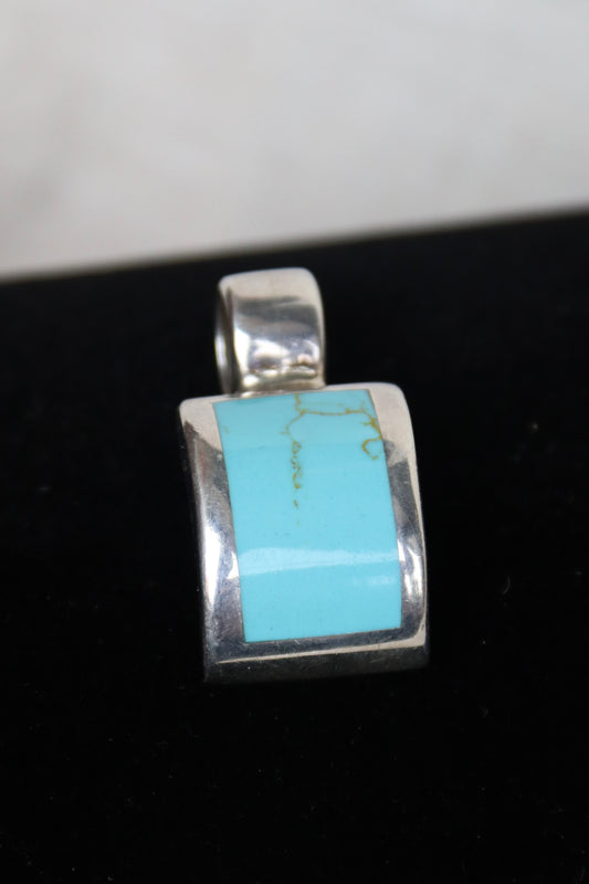 sterling silver mexico turquoise pendant