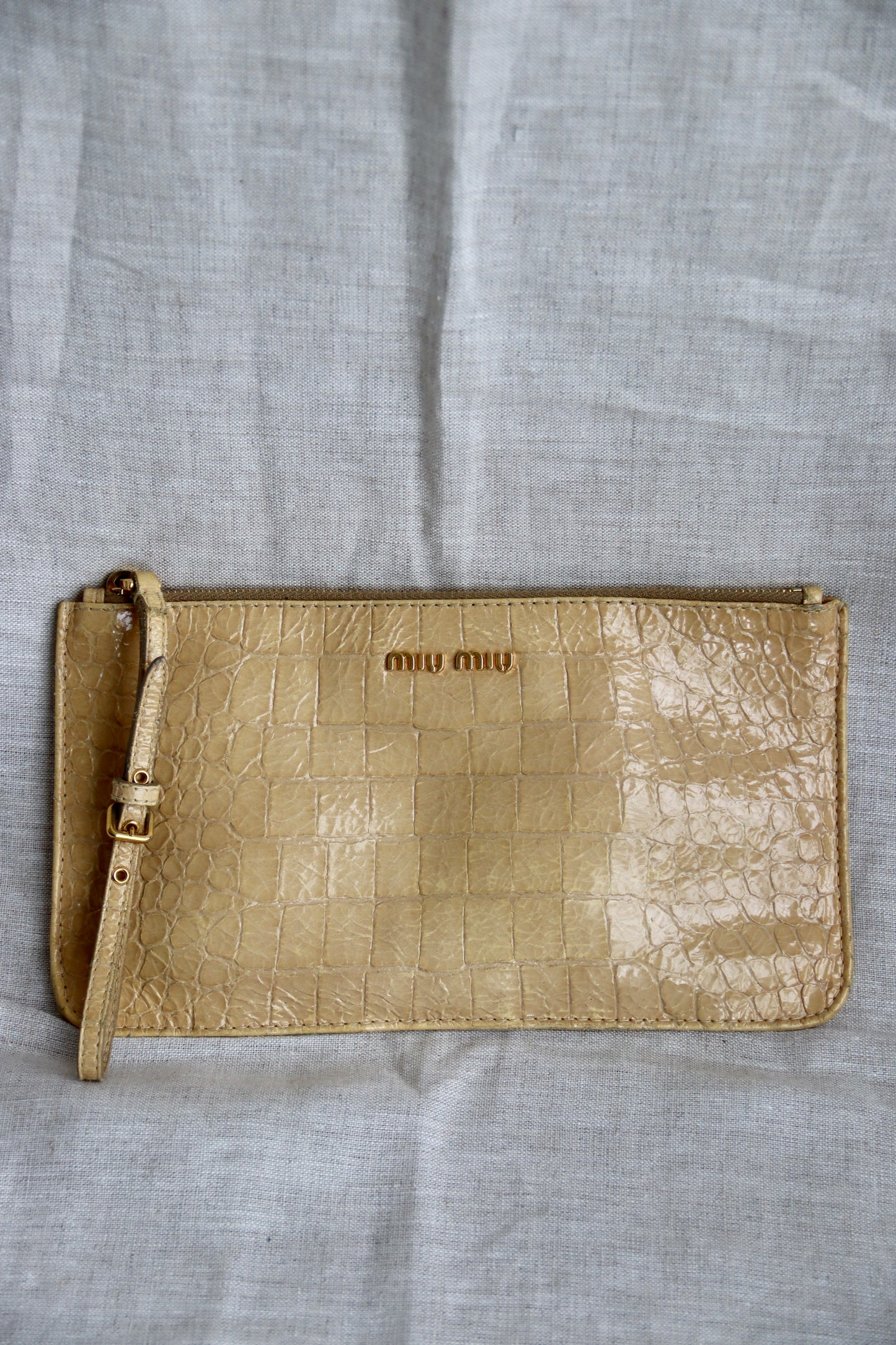 Miu Miu Tan Leather Clutch