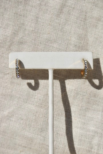 rhinestone gold tone hoop earrings