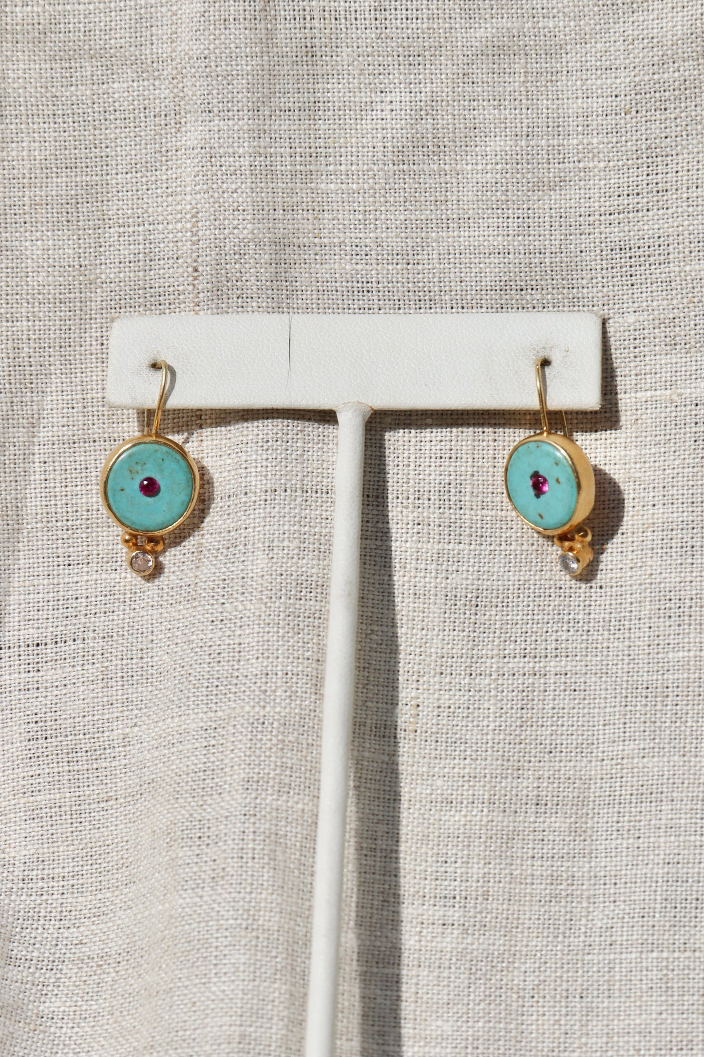 Faux Turquoise and Rhinestone Earrings