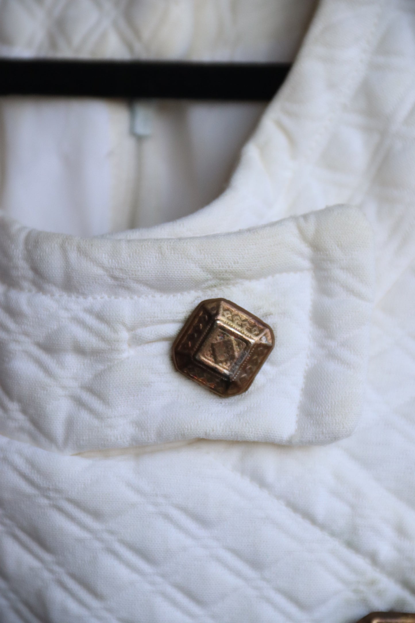 Vintage White Dress with Gold Buttons